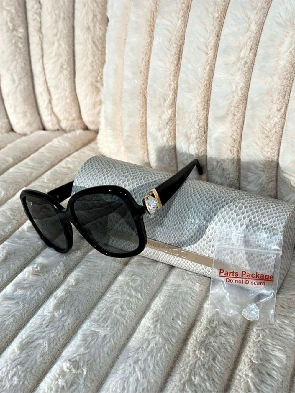 Jimmy Choo Sadie/S Black & Gold Crystal Accent Sunglasses